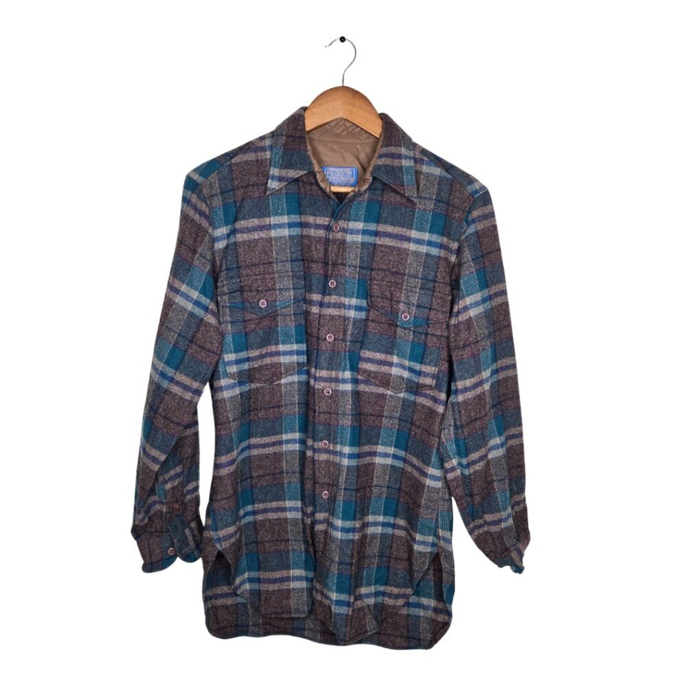 Pendleton Brown And Green Button Down Shirt - image 1